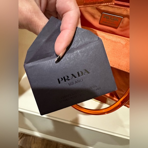 Prada Raso (Orange) Plex Tote w/card - Picture 10 of 16